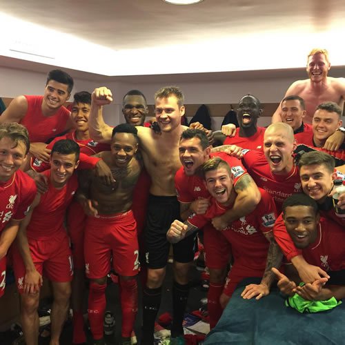 Coutinho leads Liverpool celebrations in Chelsea dressing room