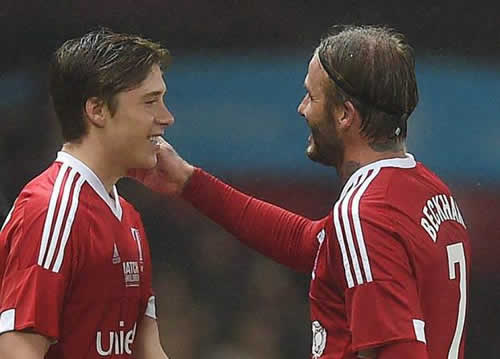 The heart-warming moment Manchester United legend David Beckham substituted himself for son Brooklyn