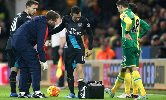 Arsenal’s Santi Cazorla to miss at least three months with knee injury