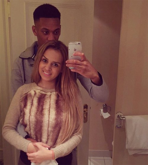 Anthony Martial poses with wife for selfie after Man Utd loss