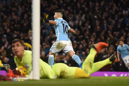 Man City 3 Everton 1 (Agg 4-3): Aguero header sends Pellegrini's men to Wembley