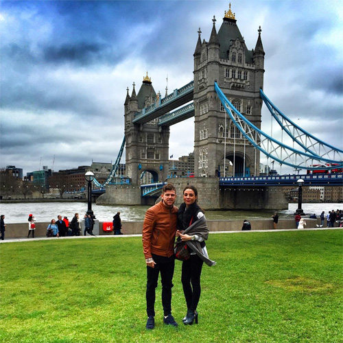 Alberto Moreno joins girlfriend in London ahead of Liverpool v Augsburg