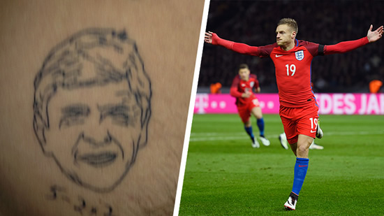 Jamie Vardy forces anti-Wenger Arsenal fan to get tattoo of manager