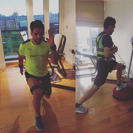 Falcao works out in his flat ahead of Aston Villa v Chelsea