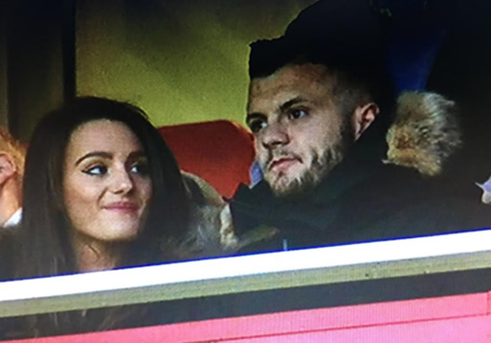 Jack Wilshere and his girlfriend watch Arsenal v West Brom at The Emirates