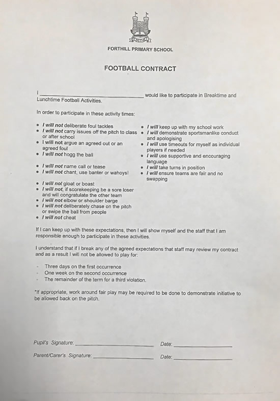 School Makes Kids Sign Contract And Bans Banter In Playground Football