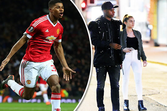Ace Marcus Rashford snapped with mystery brunette on Manchester night out