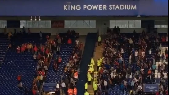 Arsenal and Leicester fans fight inside King Power stadium after final whistle