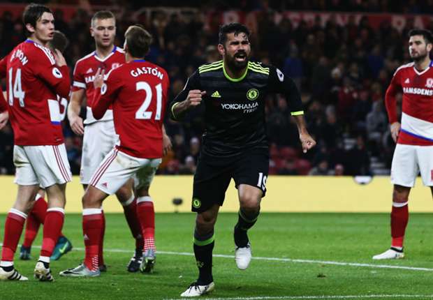Middlesbrough 0-1 Chelsea: Diego Costa puts Conte's men top
