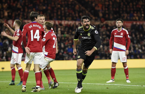 Middlesbrough 0 - 1 Chelsea FC: Diego Costa fires new leaders Chelsea to victory in Middlesbrough