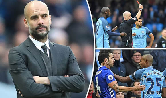 Guardiola faces Man City crisis after Aguero and Fernandinho see red in Chelsea loss