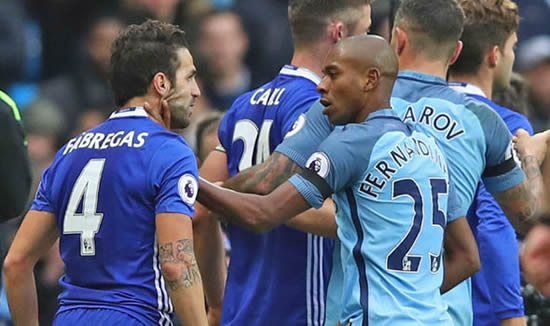 Man City furious after Chelsea star Cesc Fabregas escapes punishment for Fernandinho slap