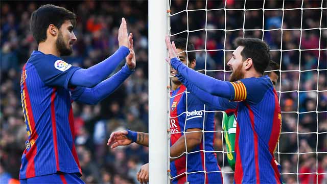 Barcelona 5-0 Las Palmas: Suarez at the double as hosts move up to second