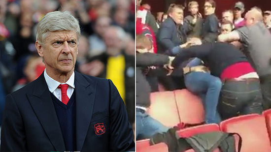 WATCH: Arsenal fans fight among themselves inside the Emirates during Man City game