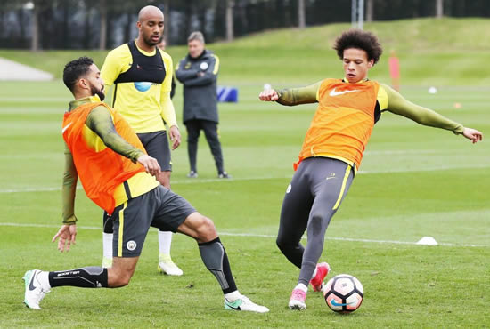 CITY STARS ARE GRIN IT TO WIN IT Manchester City are all smiles in training as they warm up for Sunday’s FA Cup semi-final against Arsenal