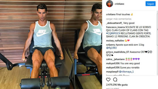 Cristiano Ronaldo shows off muscles ahead of Champions League final