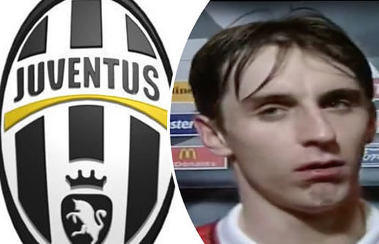 Young Gary Neville NOT impressed with Juventus in hilarious throwback clip