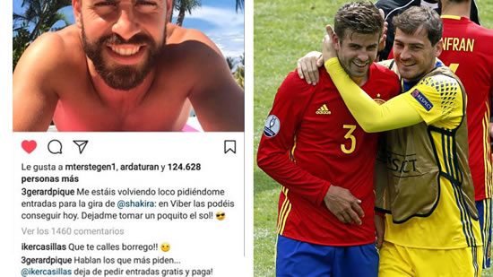 Casillas and Pique joke about Shakira concert tickets