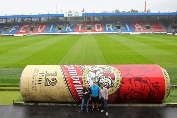 GIVE US A SIP Viktoria Plzen have take the 'cracking a cold one' meme to the next level