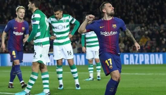 Barcelona	2-0 Sporting Clube de Portugal: Barcelona finish Champions League Group D campaign with victory over Sporting