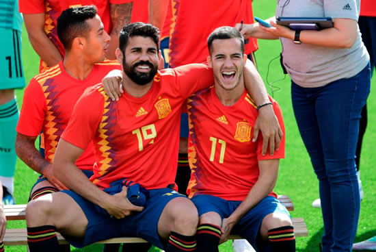 Diego Costa causes trouble in Spain training as Atletico Madrid ace laughs and jokes ahead of World Cup