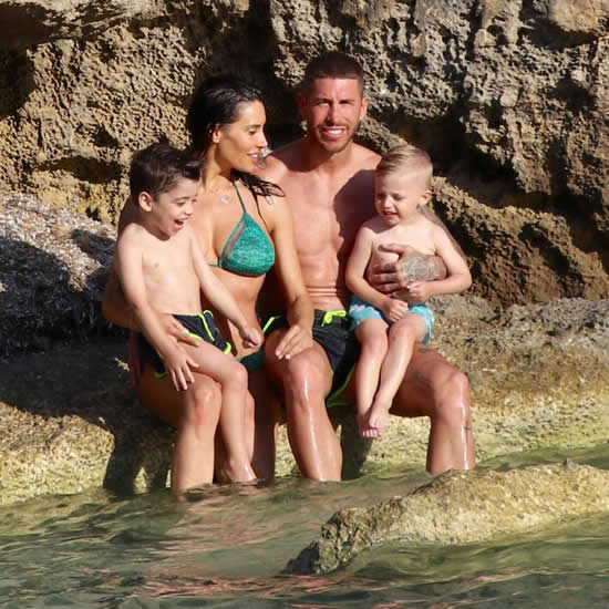 Real Madrid star Sergio Ramos back-flips into the ocean during holiday with stunning girlfriend