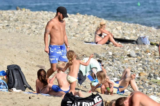 Eden Hazard shows off his dad bod on the beach with his kids before Chelsea star returns to training