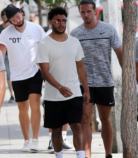 Liverpool star Alex Oxlade-Chamberlain bumps into James Corden while stepping up rehab in Hollywood with physio before cruising around in Mercedes Wagon