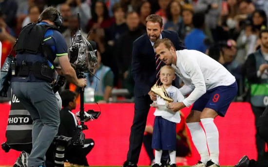 England captain Harry Kane comforts young mascot in touching footage as he gives him helping hand before Spain clash
