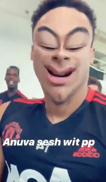 Lingard and Pogba joke around in the gym ahead of Chelsea showdown