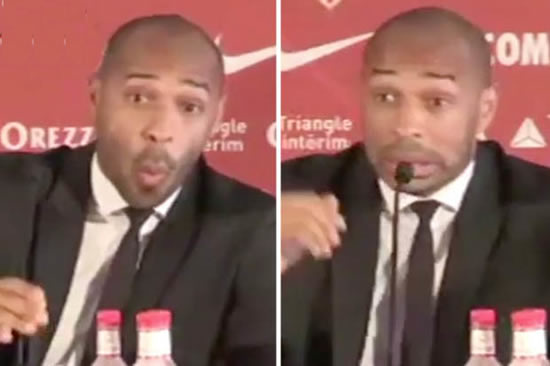 Arsenal fans in STITCHES at what Thierry Henry did in first Monaco press conference