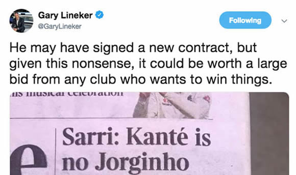 Chelsea midfielder N’Golo Kante backed to QUIT club following Maurizio Sarri ‘nonsense’