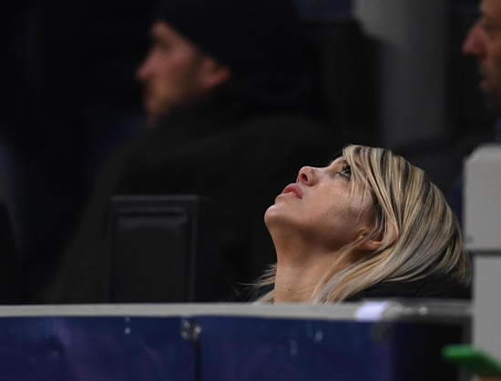WANDABAWL Mauro Icardi’s wife Wanda looks distraught in stands as she cries after Inter Milan’s Champions League exit