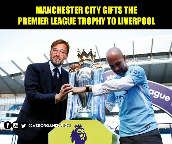 7M Daily Laugh - Man City gift PL trophy to Liverpool?