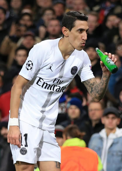 Villain Di Maria taunts Man Utd fans with beer bottle and wild celebrations