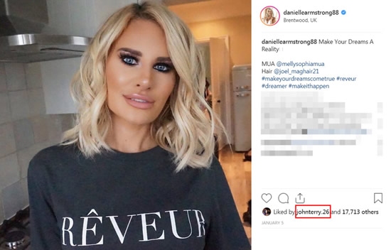 John Terry likes THIRTY sexy pics of former Towie star Danielle Armstrong on Instagram