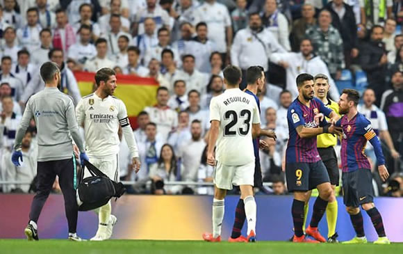 Real Madrid vs Barcelona: Lionel Messi SQUARES UP to Sergio Ramos in FURIOUS bust-up