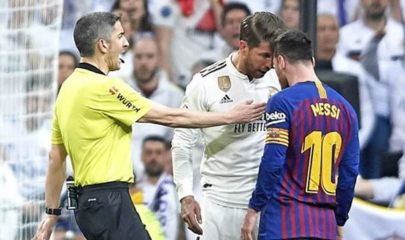 Real Madrid vs Barcelona: Lionel Messi SQUARES UP to Sergio Ramos in FURIOUS bust-up