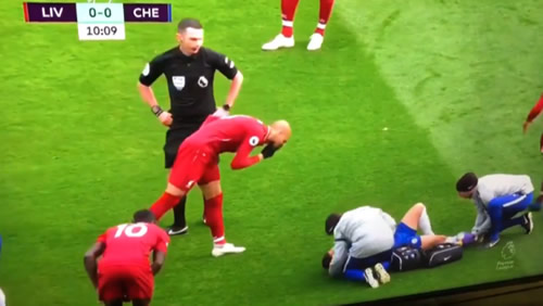 Liverpool's Fabinho Appears To Blow His Nose On Chelsea's Eden Hazard