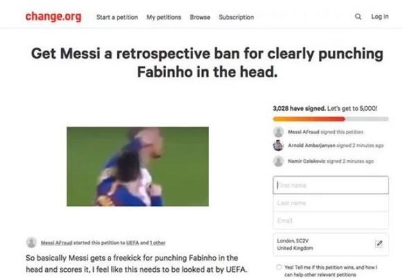 Lionel Messi to be BANNED? Desperate Liverpool fans start petition after Fabinho 'punch'