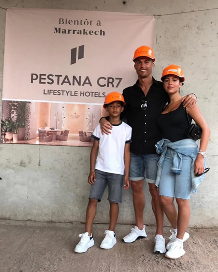 Cristiano Ronaldo and family wear hard hats as Juventus star visits site of his new Marrakesh hotel