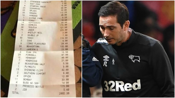 Lampard's 2,800 pound bar bill after Derby's play-off celebrations