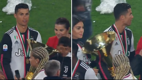 Cristiano Ronaldo Accidentally Hit His Son And Girlfriend With Serie A Trophy