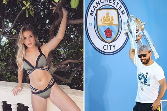 Man City star Sergio Aguero pictured with HOT new girlfriend to celebrate treble success