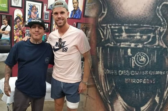 Liverpool captain Jordan Henderson gets Champions League trophy tattoo on holiday