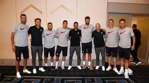 Iniesta's emotional encounter with former Barcelona teammates