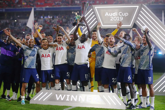 Tottenham celebrate Audi Cup after penalty shootout win… much to the amusement of rival fans on social media