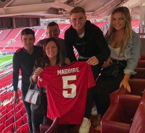 Maguire puts in man of the match performance for Man Utd and is cheered on by fiancee and baby daughter