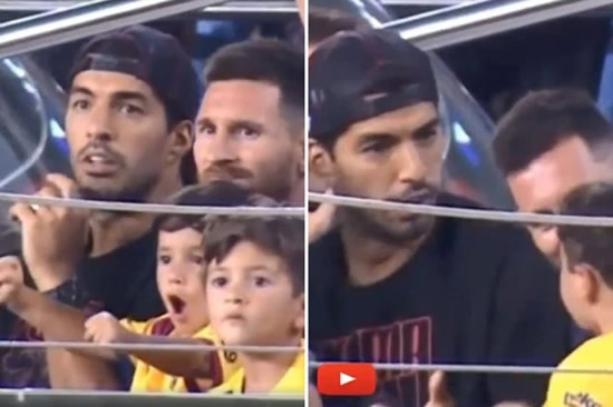 Lionel Messi's son Mateo celebrates Real Betis' goal against Barcelona… before being told off by Luis Suarez