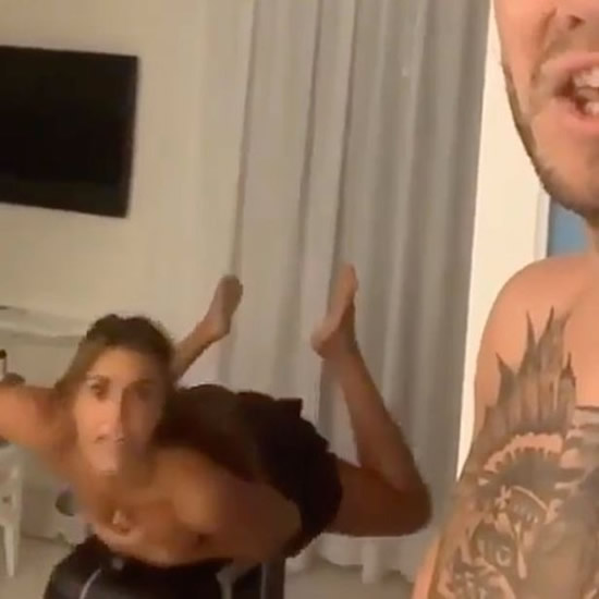 Ex-Arsenal flop Nicklas Bendtner shares topless video of girlfriend dancing